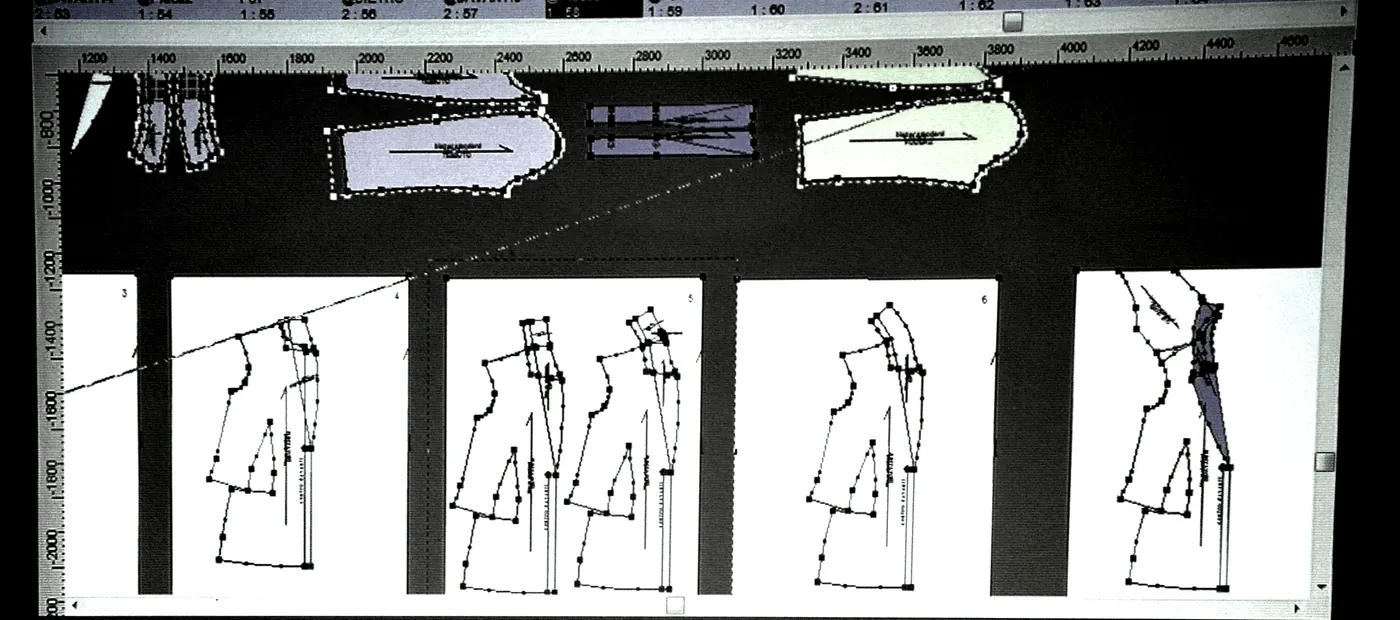 Figurini tecnici disegnati, in controluce