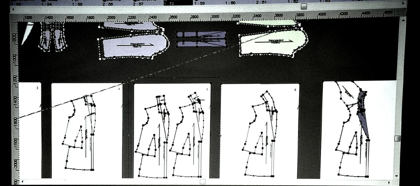 Schermata di modellistica digitale con Optitex